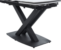 Table à manger rectangulaire moderne en céramique extensible pivotante à 360 degrés avec pieds en métal, garantie 5 ans