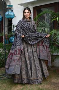 Lehenga Choli Tradicional India Pakistaní para Mujer, Estampado a Mano, 100% Algodón, Protección Solar, Secado Rápido, Reversible, Ropa de Playa - Product Image 2