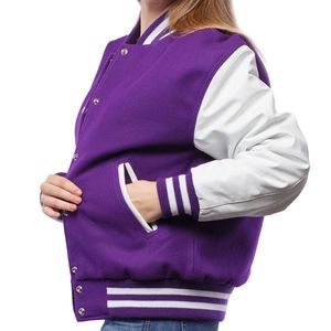 Vêtements décontractés de luxe en cuir veste universitaire pour femmes Letterman High Street Style vente en gros vêtements de rue d'hiver veste pour femmes - Product Image 4