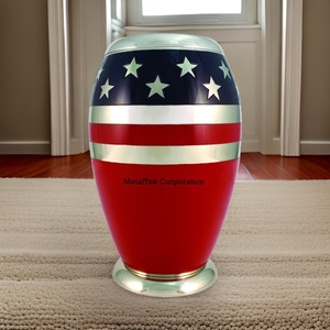 Urna de cremación para adultos con bandera americana de estrellas de estilo moderno, fabricante al por mayor, tarro para cenizas conmemorativas, recuerdo funerario, urna de Metal - Product Image 3