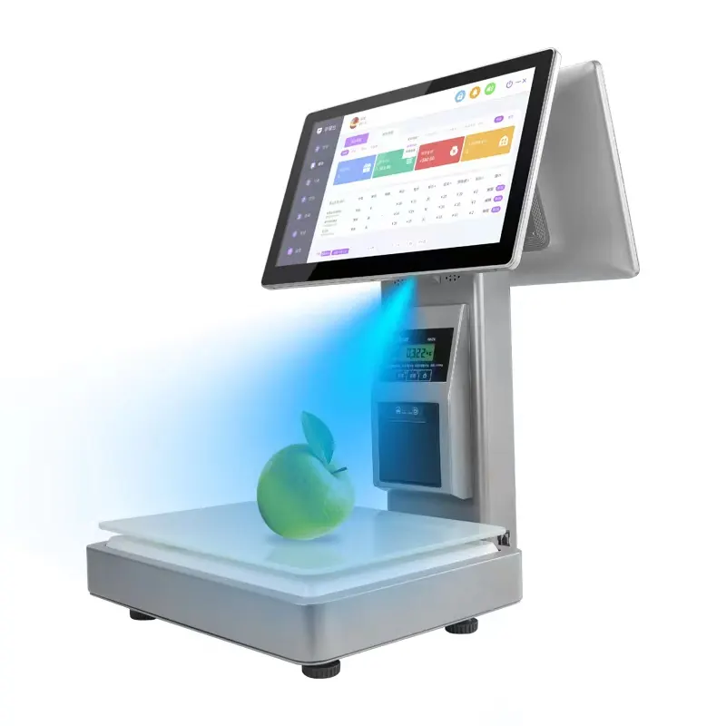 Doppelbildschirm-Gewichtung und Kassierer-Integriertes POS-System, KI-Anerkennung von Produkten, automatische Gewichtsberechnung