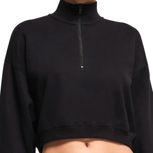 Sweat-shirts d'hiver grande taille pour femmes les plus vendus, hauts courts brodés personnalisés de couleur unie, 100 % coton, logo frontal, style streetwear - Product Image 5