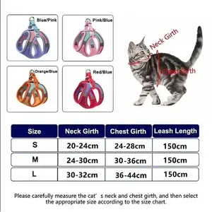 Harnais de luxe réfléchissant pour chat, style simple, gilet respirant et tendance pour la promenade des chiens, en nylon, coton Oxford et acier inoxydable - Product Image 6