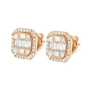 Gama Exclusiva de Excelente Qualidade D Cor VVS 3.5 TCW 14K Ouro Moissanite Baguette Stud Brinco De Diamante para Jóias De Casamento