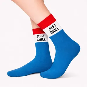 Colorful Nylon <b>Socks</b> with Cute 'Just Chill' Embroidery Breathable and <b>Soft</b> Disposable Design Logo One Size for Winter Use - Product Image 2