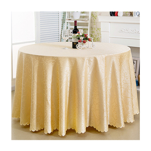 Nappe ronde Jacquard pour banquet d'hôtel Jaune Blanc Rouge Restaurant 120 pouces Polyester 300CM Couverture de nappe personnalisée