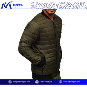 Blouson bombardier à fermeture éclair élégant avec logo personnalisé pour hommes manteau de rue côtelé à la taille pour l'hiver pour les clubs d'équipes collégiales d'affaires - Product Image 3