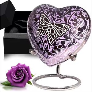 Urna Decorativa Moderna de Aluminio Pequeña para Mujer con Diseño de Rosa, Caja de Regalo y Bolsa de Terciopelo - Mini Urna Conmemorativa en Forma de Corazón - Product Image 3