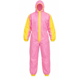 Combinaison de travail rose et jaune unisexe, anti-poussière, en polyester, avec capuche - Product Image 2