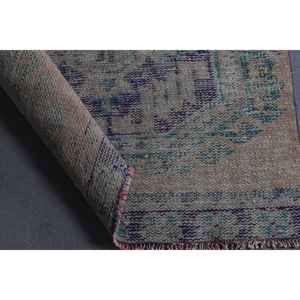 Alfombra Turca Vintage, Alfombra de Pasillo de 3.1x10.8 pies (93x329 cm), Alfombra de Lana con Diseño de Patchwork Marrón - Product Image 4