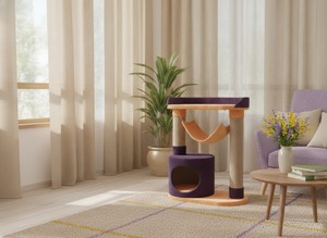 Arbre à chat Amistar Juno en fausse fourrure de haute qualité avec un design sécurisé pour les chats et les chatons de toutes tailles et de tous âges - Écologique et durable - Product Image 4