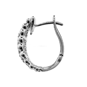 Boucles d'oreilles créoles huggie en or blanc massif 18 carats avec diamants naturels, sertissage griffe, design vintage fabuleux, fabrication chinoise haut de gamme - Product Image 3