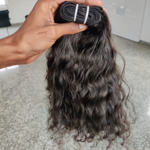 100% indien naturel en gros couleur noire bouclés vendeur vierge faisceaux femme noire Temple Extensions de cheveux humains - Product Image 2