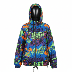 Chaqueta cortavientos de moda para mujer, ropa de calle de poliéster de alta calidad, chaqueta cortavientos con logotipo personalizado con estampado colorido para mujer - Product Image 4