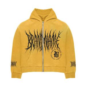 ชุดวอร์มกันลมสำหรับผู้ชายแบบสั่งทำขายส่ง ผ้าฟลีซ ระบายอากาศได้ดี เสื้อแจ็คเก็ตซิปสีเหลือง - Product Image 4