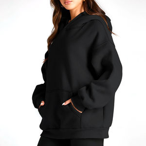 Jersey holgado para mujer, Sudadera con capucha de gran tamaño de Color sólido informal, ropa de calle de invierno, sudaderas con capucha para mujer - Product Image 2