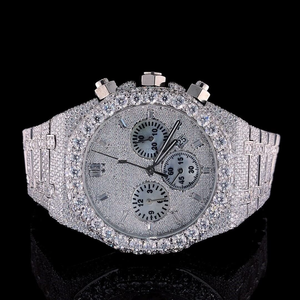 Montre-bracelet en acier inoxydable avec diamants Moissanite, très populaire et tendance, pour hommes, attire l'attention de tous grâce à sa clarté VVS - Product Image 1