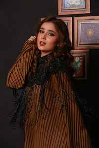 Robe de soirée élégante antistatique pour dames Cape perlée perles magnifiquement brodées cristal Organza poire imprimé franges pour - Product Image 5