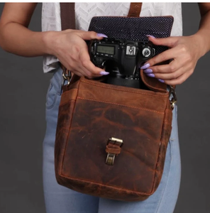 Meilleur prix 100% sac de support de caméra en cuir de buffle Design décontracté élégant avec fermeture à glissière durable directement fabricant indien - Product Image 5
