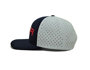 Navy Blue & <b>White</b> USA Laser Cut Performance Golf <b>Hat</b> Breathable Athletic Headwear for Men & Women - Product Image 2