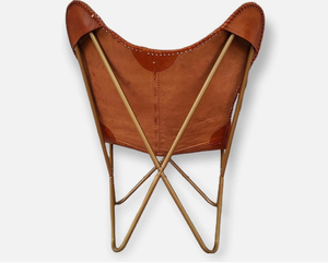 Silla Butterfly de Cuero Genuino, Silla Retro con Estructura Metálica y Asiento Colgante - Product Image 3