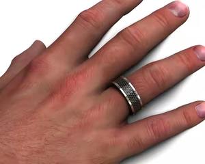 Anillo DE BODA único de oro blanco de 14 quilates para hombre, anillo de eternidad enjoyado con brillo de diamante negro para anillos finos de aniversario Vermeil - Product Image 3