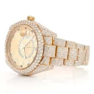 Reloj Analógico Resistente al Agua Chapado en Oro Amarillo, Estilo Hip Hop Clásico, Completamente Engastado con Diamantes Moissanite, Acero Inoxidable de Alta Calidad para Hombre - Product Image 3