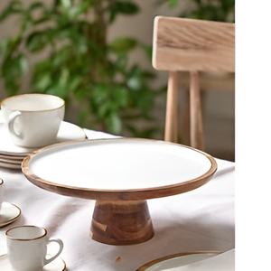 Soporte de exhibición de pastel de madera de diseño más fino hecho a mano nuevo soporte de pastel redondo decorativo de madera con cuentas de cristal acabado brillante - Product Image 2