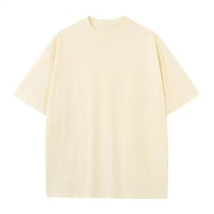 Usine en gros hommes 100% coton à manches courtes T-Shirts étiquette de lavage personnalisée Logo surdimensionné solide motif hauts vierges - Product Image 6