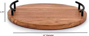 Plateau de service en bois classique avec étiquetage privé avec poignée en métal pièce durable rustique artistique faite à la main idéale pour la cuisine - Product Image 6