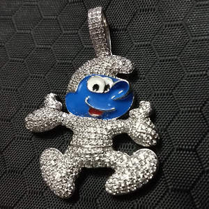 Colgantes finos de Hip Hop, dijes de moissanita completamente helados, forma de dibujos animados, colgante de diamante de corte redondo VVS para hombres, Plata de Ley 925 - Product Image 6