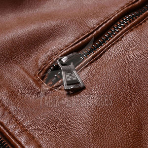 แจ็กเก็ตหนังให้ความอบอุ่นแบบลำลองสำหรับฤดูหนาวของผู้ชายวัสดุคุณภาพสูงพร้อมซิปคอตั้ง - Product Image 5