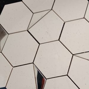 ShangarForEverySpace 73mm hexagone argent PVD carreau de mosaïque en céramique vitrifiée pour hôtels et restaurants murs de la salle à manger - Product Image 5