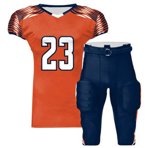 Estilo de punto impulsado por el campo con cuello de costilla bloqueado y estampado frontal afilado que soporta pasos rápidos Uniforme de Jersey de fútbol americano medio - Product Image 1