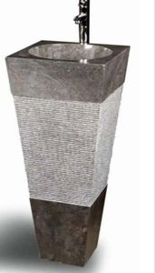 Lavabo de pedestal de mármol redondo moderno Textura de piedra pulida de lujo para villas y baños de hoteles - Product Image 6