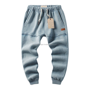 100% Export Oriented OEM Cotton Stretch Elastic Waist Breathable Customized Denim <b>Jeans</b> <b>Joggers</b> Pants for Men From Bangladesh - Product Image 4