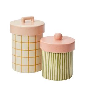 Tarro de Almacenamiento Decorativo de Cerámica con Tapa, Diseño Moderno a Rayas, Organizador de Cocina Hermético, Contenedor Elegante para Despensa - Product Image 3