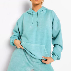 ผู้ผลิตเสื้อฮู้ดดี้ผู้หญิงทรงหลวมแบบวินเทจ ล้างสีแบบแอซิด สำหรับฤดูหนาว คุณภาพสูง ราคาถูก รับผลิตแบบ OEM ODM - Product Image 1