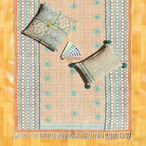 刺绣地毯块印花地毯祈祷垫编织地毯棉平织矩形地毯天然印度地毯散装产品
