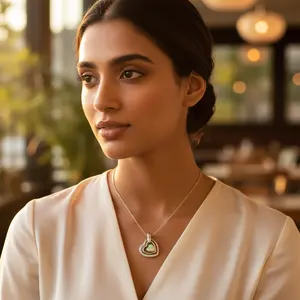 925 Silver <b>Opal</b> Heart Pendant for Women Rhodium Plated with Diamond and Zircon Religious Style Gift Jewelry Charm - Product Image 2