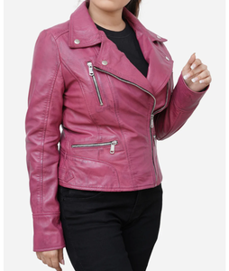 Venta superior Chaqueta de cuero auténtico estilo motorista para mujer Cuello de solapa Cremallera Forro de viscosa transpirable Fábrica directa al por mayor Sialkot - Product Image 2