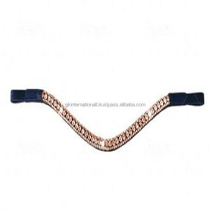Bandeau de sourcils de cheval en cuir personnalisé, en forme de vague avec 3 rangées décoratives, cristal en or rose personnalisé, bande de sourcils bling - Product Image 4
