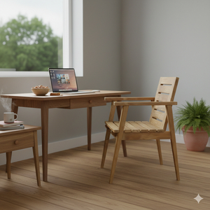 Silla de Comedor Moderna de Madera de Teca Sólida, Ecológica, con Acabado Natural para Uso en Exteriores, Ideal para Villas - Product Image 5
