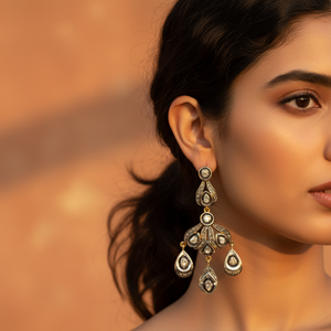 Pendientes Largos Art Deco de Plata y Diamantes para Mujer, Accesorios de Moda - Product Image 2