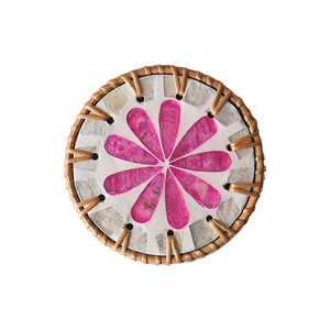 High Quality Modern Mother of Pearl Inlay Rattan <b>Coasters</b> for <b>Drinks</b> Handmade by Vietnamese Artisans Wholesalers - Product Image 3