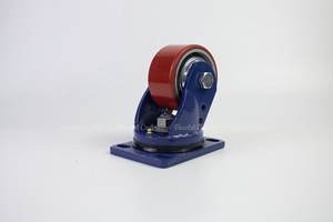 ล้อเบรกโพลียูรีเทนสีแดงขนาด4นิ้วล้อหมุนสำหรับงานหนักแกนเหล็ก400กก. - Product Image 4