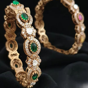 Polki <b>Bracelet</b> Matt Gold Polish Brass Jewellery <b>Set</b> for Weddings Parties Size Options 2.4 2.6 Gold Plated Fashion Jewelry Gifts - Product Image 1