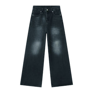 Baggy Straight Loose Straight Washed Knitted para invierno Jeans de mezclilla de alta calidad para hombres Colores de contraste de doble capa gruesos - Product Image 1