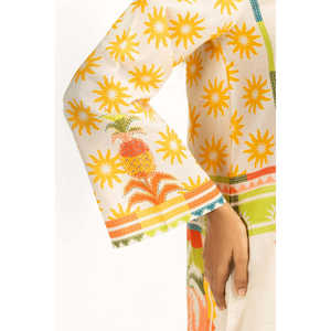 ชุดเซ็ตผ้าชีฟองพิมพ์ลายสไตล์โบฮีเมียนสีเบจสำหรับผู้หญิง ชุดสองชิ้นเหนือเข่าสำหรับฤดูใบไม้ผลิ/ฤดูร้อน - Product Image 3