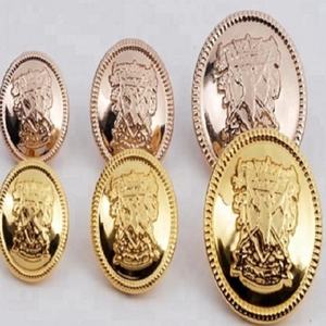 Botones de vástago de uniforme de servicio personalizado Metal de latón de alta calidad con logotipo en relieve Decoración de lentejuelas Color dorado y plateado - Product Image 5